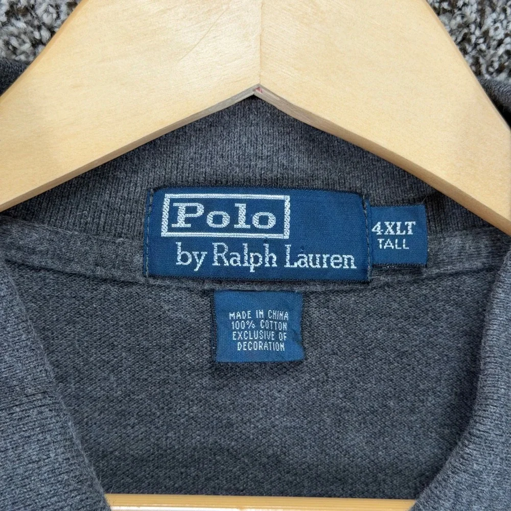 Polo Ralph Lauren Shirt Mens 4XLT Heather Gray Cotton Pony Long Sleeve FLAWS